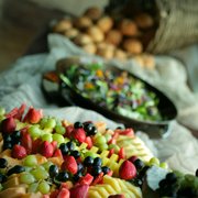 a variety of fruit pizzas