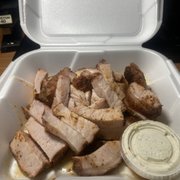 Pork chop a La carte with the creamy horseradish sauce. I asked for it to be chopped. It's huge and delicious!