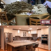 Before & after pictures from a restoration completed in northern California. A tree feel through the top of this home. No one was injured.