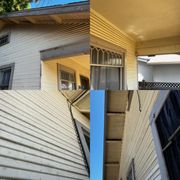 Pre-work photo showing contaminated (dirty siding)