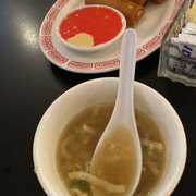 Soup, and rolls and won ton skins, a little sauces.