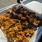 Teriyaki steak and fried rice