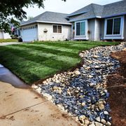 Dry Creek Bed Feature and Sod Planting