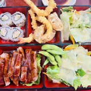 My beef teriyaki bento box with double of the house salad