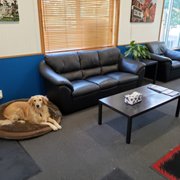Comfy waiting area, sit back and relax
