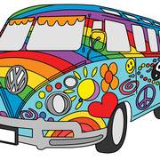 We created this unique, one of a kind graphic design for printing on merchandise for an online painted VW van fan base.