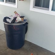 Trash can outside our window