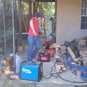 Welding up the new column posts