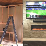 A media center and fireplace piece custom fitted to our client's living room.