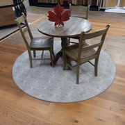 a table and chairs in a store