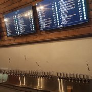 a row of beer taps