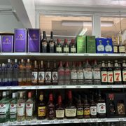 shelves of liquor