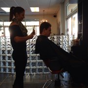cassandra cutting hubbys hair