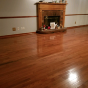 a hardwood floor in a living room