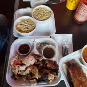 Jerk Chicken meal with 2 sides of Mac & cheese