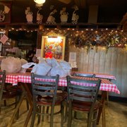 a table and chairs in a restaurant