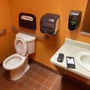 Bathroom clean, and colorful too.