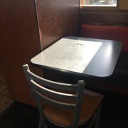 a table and chairs in a restaurant