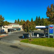 a view of a gas station