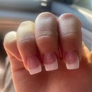 All uneven the lines were way to thick I asked for thin all my nails where different shape.
