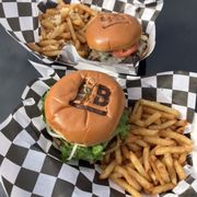 The cowboy with salt and vinegar fries on the bottom and the wrangler with garlic fries on top. All of it was really good.