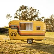 Our Lovebird Coffee hand-restored 1960 Kenskill Trailer!
