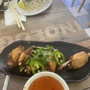 Chicken wings. Pretty small wings but taste is good and nice and crispy just how I like them.