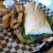 a sandwich and fries