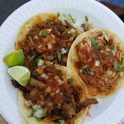 Beef, pork, chicken tacos