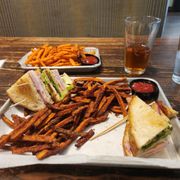 a sandwich and fries