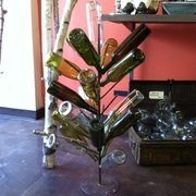 Cool way to arrange empty wine bottles!