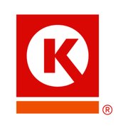 a red and white logo with the letter k on it
