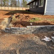 a retaining wall being built