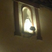 Oddly placed Virgin Mary statue.