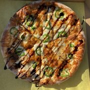 White sauce with jalapeño and roasted garlic drizzled with balsamic