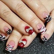 Red, White, and Black with a rhinestone bow
