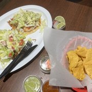 Shrimp taco and Taco Supreme (and free endless chips!)