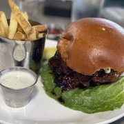 a burger and fries