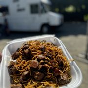 Teriyaki steak and chow mein
