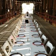 Starting the set up for a beautiful dinner on Honeyrun bridge