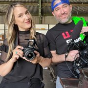 Ev and Monique Durán handling video and photography duties at the Gold Nugget Museum in Paradise