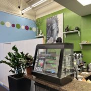 a coffee shop counter