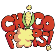 the word chico pops with a corn on the cob