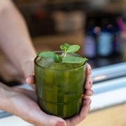 Iced Mint Matcha Latte with Almond Milk
