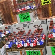 a display of a variety of liquors