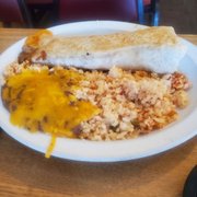 Chicken burrito with rice and beans