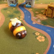 Carpet with river jungle theme and bridge, fishes and bee