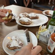Beignets with Nutella and my sons hand