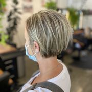 Hair by Stephanie Rethans. Asymmetrical cut and highlights.