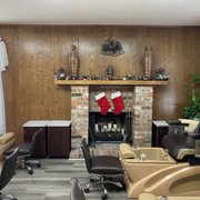 Spa Pedicures room with fire place ... so cozy
